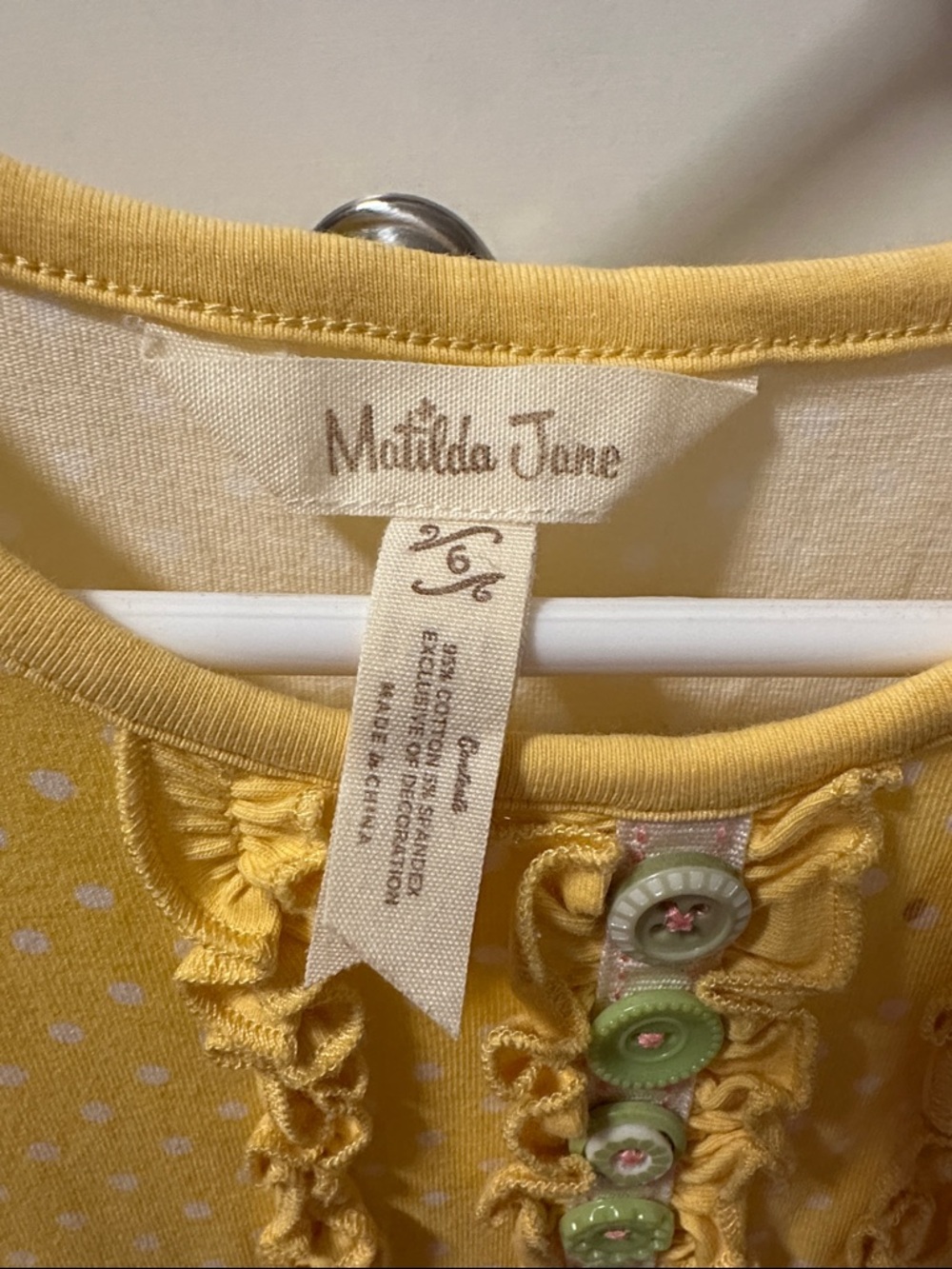 Matilda Jane Yellow Polka Dot Ruffle Button Dress - Picture 2 of 5